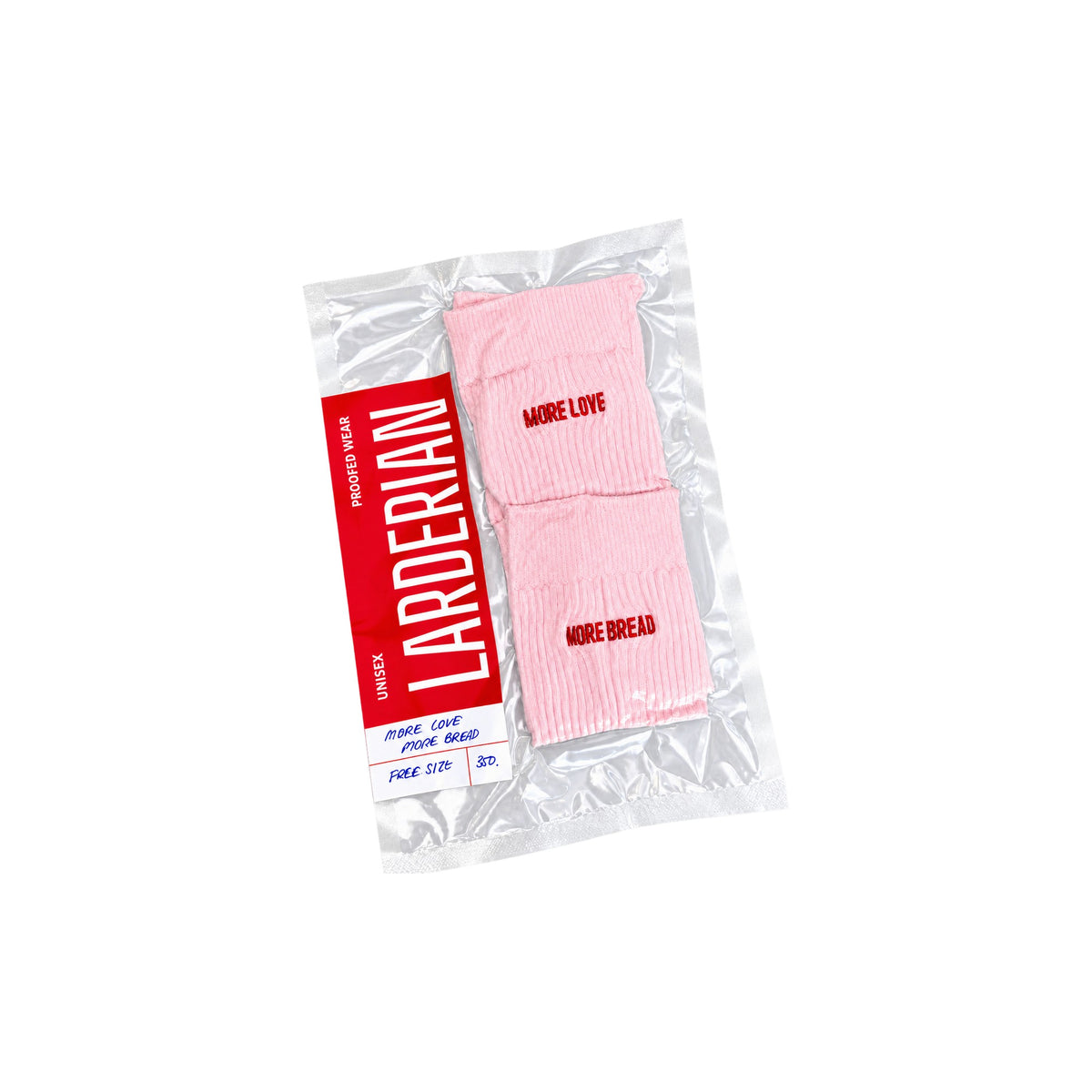 Larder “More Love More Bread” Pink sock